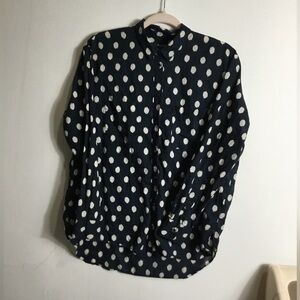 Madewell Navy Polka Dot Blouse